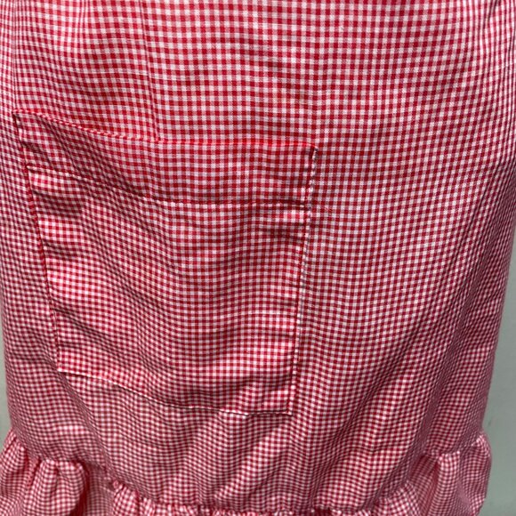 Vintage Half Full Apron Kitchen 40s 50s Red White Gingham Pockets Novelty u - Picture 3 of 4
